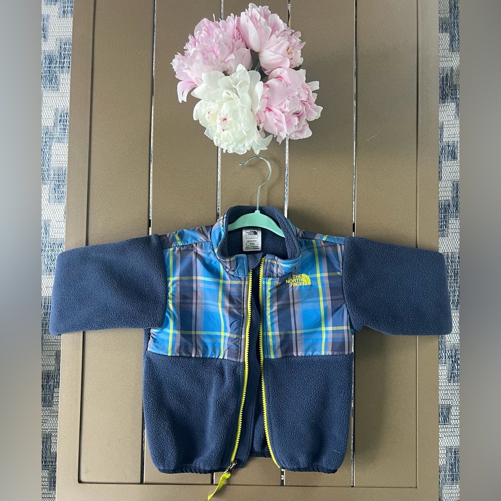 The North Face Denali Infant 18-24mo. Navy w/Blue and Yellow Plaid accent fleece